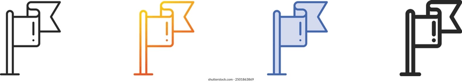 flag icon.Thin Linear, Gradient, Blue Stroke and bold Style Design Isolated On White Background