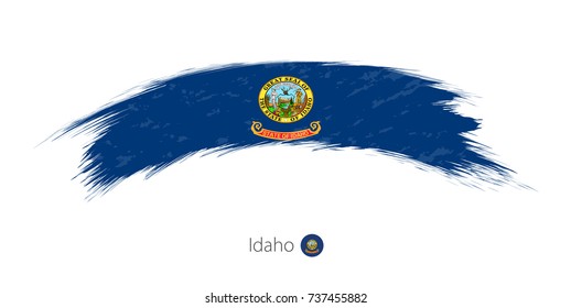 Flag of Idaho state in rounded grunge brush stroke. Vector illustration.