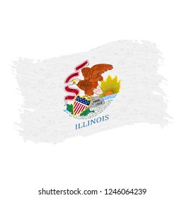 Flag of Illinois. Grunge Abstract Brush Stroke Isolated On A White Background. Vector Illustration. National Flag In Grungy Style. Use For Brochures, Printed Materials, Logos, Independence Day