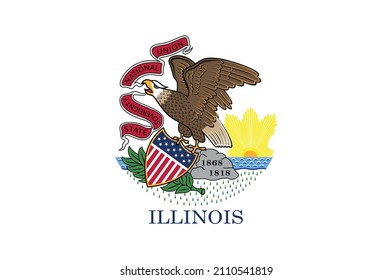 Flag of Illinois is a state in the Midwestern region of the United States. Vector illustration