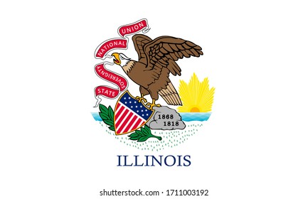 Indicador del estado de Illinois, ilustración vectorial. Escudo de armas del estado de Illinois, ilustración a mano de alta calidad.