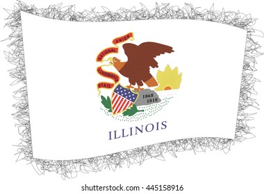 Flag of Illinois. Vector illustration of a stylized flag. Shaggy edge.