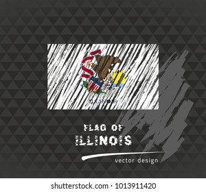 Flag of Illinois, vector pen illustration on black background
