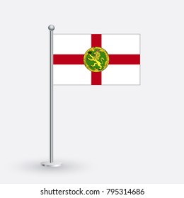 Flag Illustration of the country of Alderney. National Alderney flag isolated on gray background. Alderney Flag Flat Web Mobile Icon / Vector / Sign / Symbol / Button   illustration EPS10