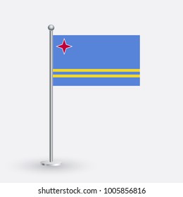 Flag Illustration of the country of Aruba. National Aruba flag isolated on gray background. Aruba Flag Flat Web Mobile Icon / Vector / Sign / Symbol / Button illustration EPS10