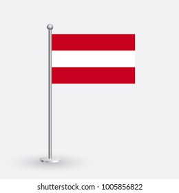 Flag Illustration of the country of Austria. National Austria flag isolated on gray background. Austria Flag Flat Web Mobile Icon / Vector / Sign / Symbol / Button illustration EPS10