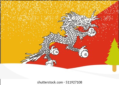 A Flag Illustration of the country of Bhutan