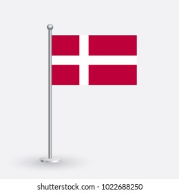 Flag Illustration of the country of Denmark. National Denmark flag isolated on gray background. Denmark Flag Flat Web Mobile Icon / Vector / Sign / Symbol / Button illustration EPS10