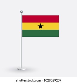 Flag Illustration of the country of Ghana. National Ghana flag isolated on gray background. Ghana Flag Flat Web Mobile Icon / Vector / Sign / Symbol / Button illustration EPS10