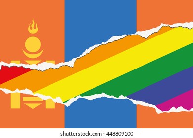 A Flag Illustration of the country of Mongolia