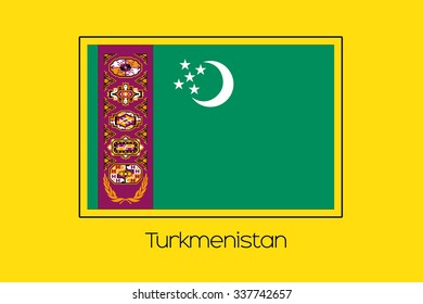 A Flag Illustration of the country of Turkmenistan