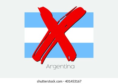 A Flag Illustration with a Cross through it of Argentina