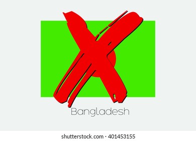 A Flag Illustration with a Cross through it of Bangladesh