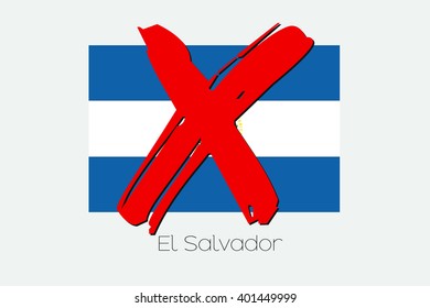 A Flag Illustration with a Cross through it of El Salvador