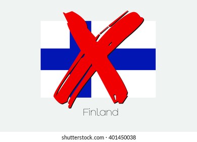 A Flag Illustration with a Cross through it of Finland