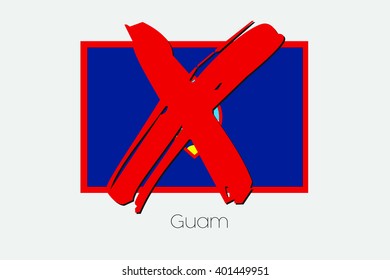 A Flag Illustration with a Cross through it of Guam
