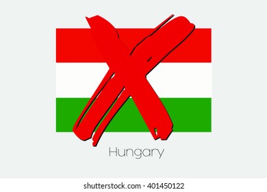 A Flag Illustration with a Cross through it of Hungary