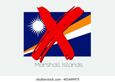 A Flag Illustration with a Cross through it of Marshall Islands