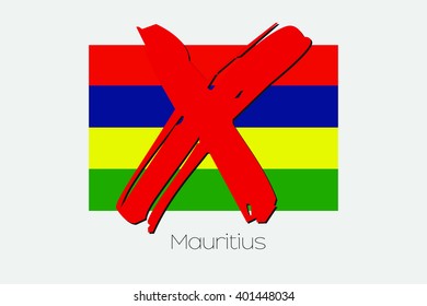 A Flag Illustration with a Cross through it of Mauritius