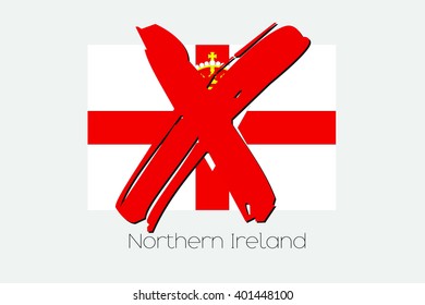A Flag Illustration with a Cross through it of Northern Ireland