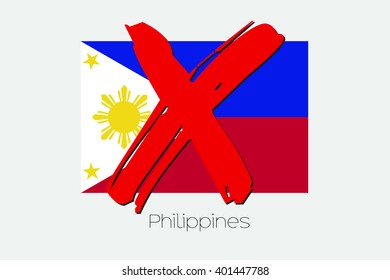 A Flag Illustration with a Cross through it of Philippines