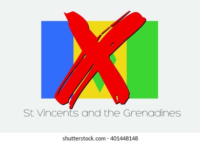 A Flag Illustration with a Cross through it of Saint Vincent and the Grenadines