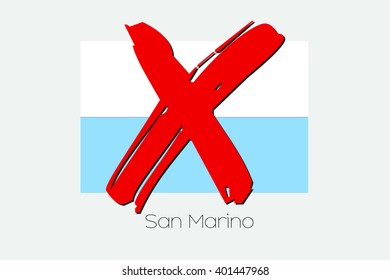 A Flag Illustration with a Cross through it of San Marino
