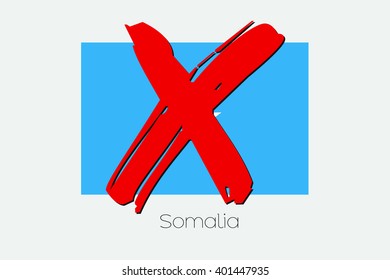 A Flag Illustration with a Cross through it of Somalia