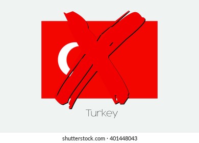 A Flag Illustration with a Cross through it of Turkey