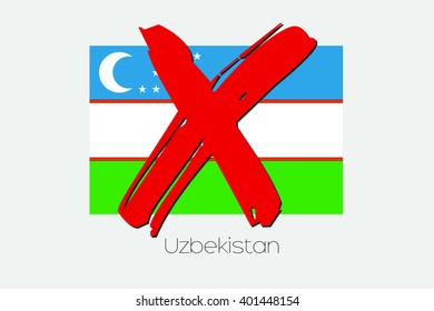 A Flag Illustration with a Cross through it of Uzbekistan