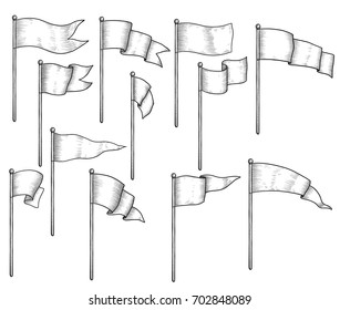 Flag Illustration, Drawing, Engraving, Ink, Line Art, Vector