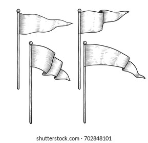 Flag Illustration, Drawing, Engraving, Ink, Line Art, Vector