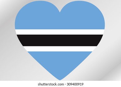 A Flag Illustration of a heart with the flag of  Botswana