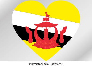 A Flag Illustration of a heart with the flag of  Brunei