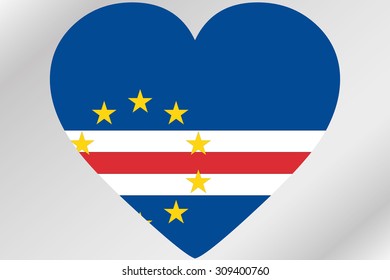 A Flag Illustration of a heart with the flag of  Cape Verde