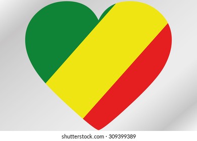 A Flag Illustration of a heart with the flag of  Congo