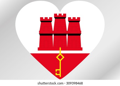 A Flag Illustration of a heart with the flag of  Gibraltar