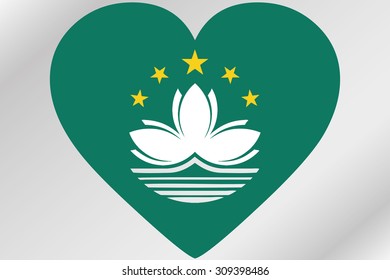 A Flag Illustration of a heart with the flag of  Macau