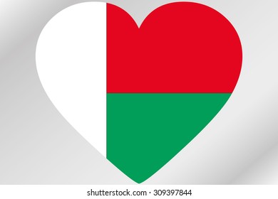 A Flag Illustration of a heart with the flag of  Madagascar