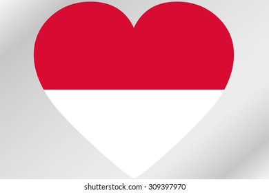 A Flag Illustration of a heart with the flag of  Monaco