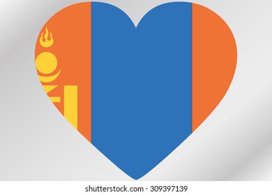 A Flag Illustration of a heart with the flag of  Mongolia