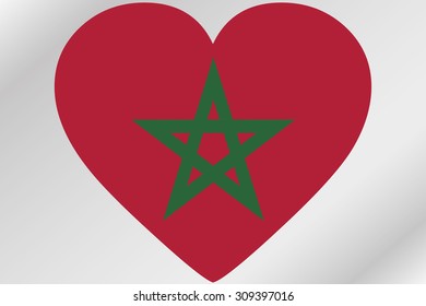 A Flag Illustration of a heart with the flag of  Morocco