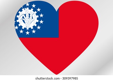 A Flag Illustration of a heart with the flag of  Myanmar