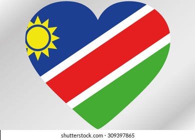 A Flag Illustration of a heart with the flag of  Namibia