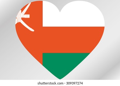A Flag Illustration of a heart with the flag of  Oman