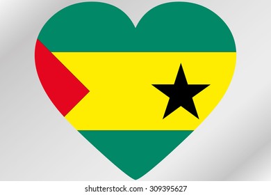 A Flag Illustration of a heart with the flag of  Sao Tome E Principe