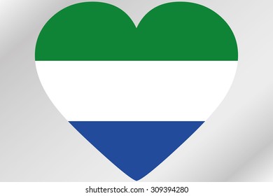 A Flag Illustration of a heart with the flag of  Sierra Leone