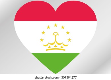 A Flag Illustration of a heart with the flag of  Tajikistan