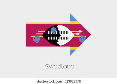 A Flag Illustration inside an arrow of the country of Swaziland