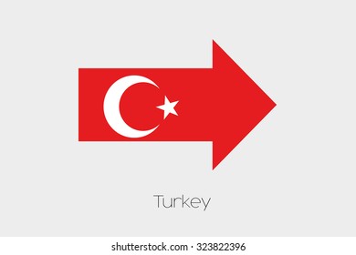 A Flag Illustration inside an arrow of the country of Turkey